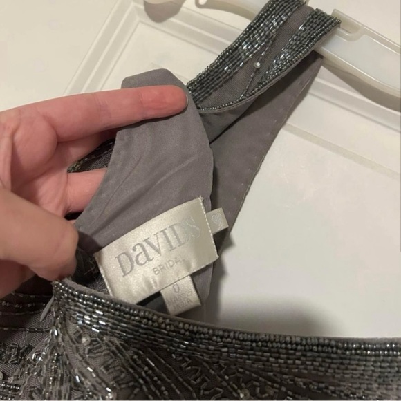 David’s Bridal Gray/Purple Beaded Mini Dress, Size: 0, One-of-a-Kind - Picture 3 of 4